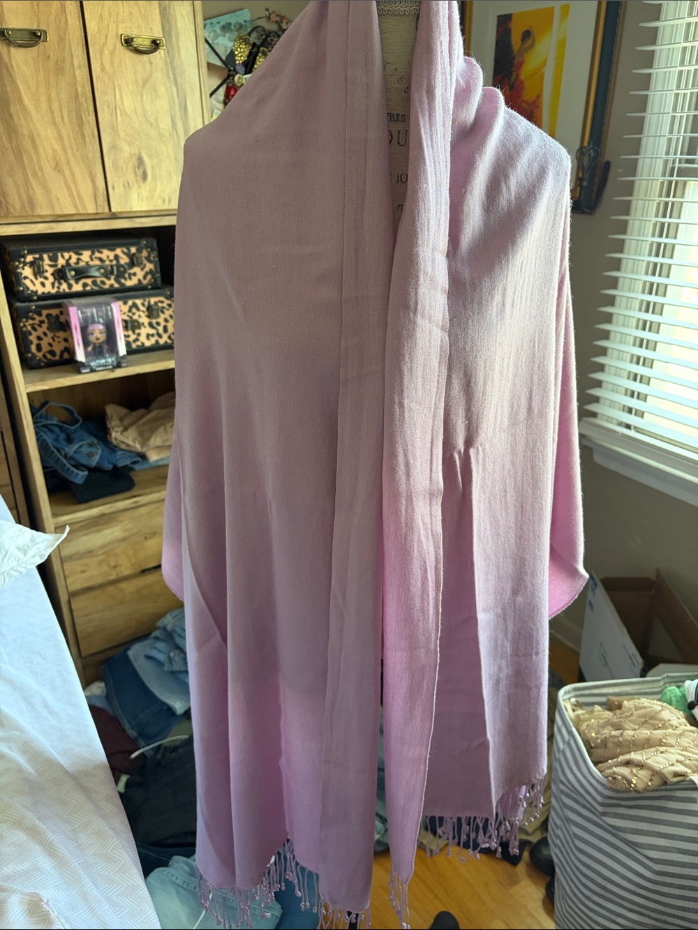 Light Purple Women's Fringe Shawl Scarf Pashmina